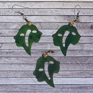 BC jade silhouette pendant and earring set